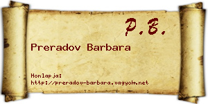 Preradov Barbara névjegykártya